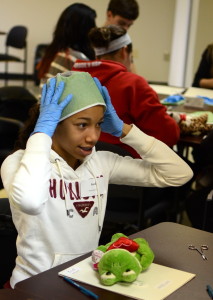 Young Girl wearing a medical cap